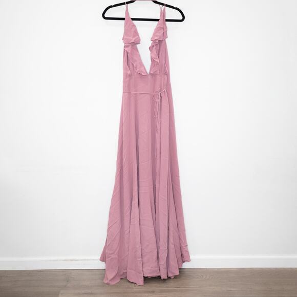 Reformation Arianna Dress Dawn Mauve Ruffle Wrap Maxi Gown Wedding SZ S - Picture 5 of 10